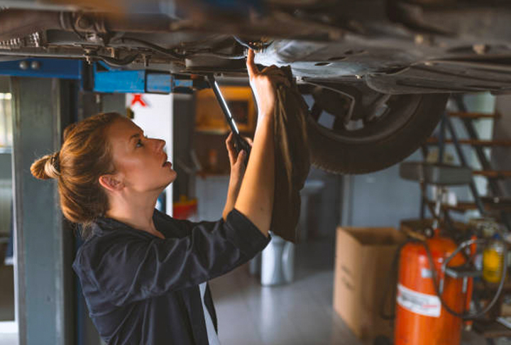 Female Car Engineer at Work